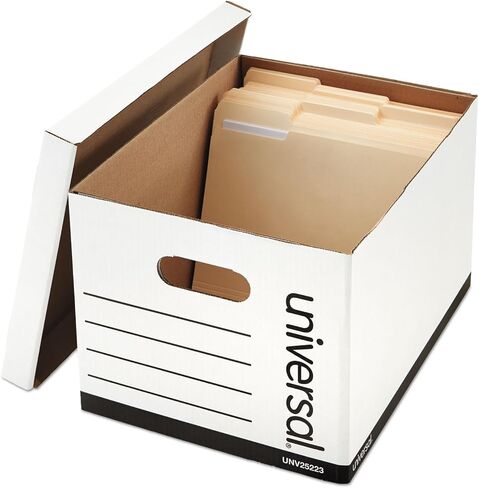 Universal 9523001 12 بوصة × 15 بوصة × 10 بوصة صناديق تخزين السجلات الاقتصادية الأساسية للرسائل/الملفات القانونية - أبيض (10/كرتون) in Saudi Arabia
