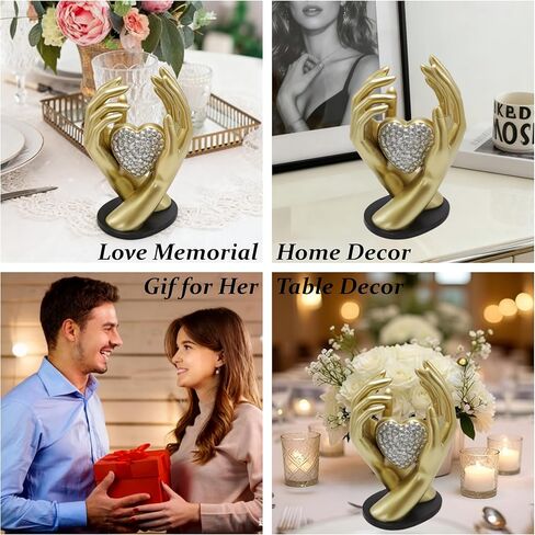 ديكورات الربيع هدايا الزفاف للأزواج، تماثيل الطاولة الذهبية لديكور المنزل الجمالي للحبيب تمثال القلب النحت لغرفة المعيشة وغرفة النوم وديكور المكتب، هدايا عيد الميلاد السنوية للنساء والرجال in Kuwait