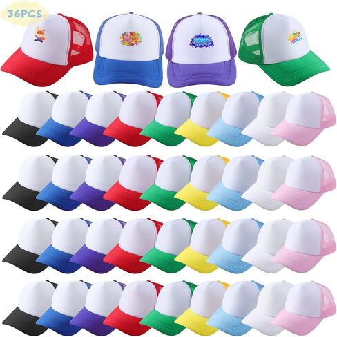 72 Pack Sublimation Trucker Hats, Adjustable Mesh DIY Baseball Caps, Multicolored Heat Transfer Bulk for Men & Women in Saudi Arabia