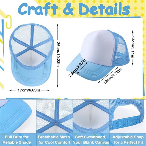72 Pack Sublimation Trucker Hats, Adjustable Mesh DIY Baseball Caps, Multicolored Heat Transfer Bulk for Men & Women in Saudi Arabia