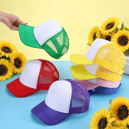 72 Pack Sublimation Trucker Hats, Adjustable Mesh DIY Baseball Caps, Multicolored Heat Transfer Bulk for Men & Women in Saudi Arabia