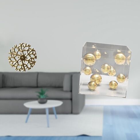 Fenteer Wall Hanging Sculpture Metal Wall Decor Square Acrylic Box Clear Transparent Display Box Case Modern Wrought Iron Frame Suitable for Living Room Bedro in Saudi Arabia
