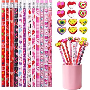 مجموعة قرطاسية مكونة من 48 قلم رصاص لعيد الحب مع ممحاة، 24 قلم رصاص لعيد الحب في 12 نمطًا، 24 ممحاة قلب في 6 أنماط، هدايا جوائز الفصل الدراسي in Kuwait