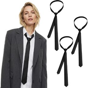 3PCS Skinny Black Ties, Black Skinny Tie for Formal Events, Skinny Tie for Business and Wedding Occasions, Black Tie for Women and Men, 3CM Ultra Slim Necktie in Kuwait