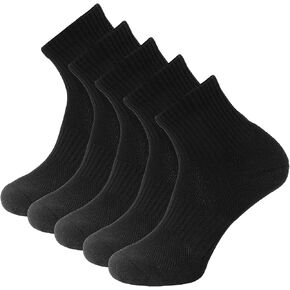 جوارب رجالي مكونة من 5 قطع مبطنة باللون الأسود ومضادة للرائحة ومضادة للتقرحات وقابلة للتنفس وسميكة ودافئة للركض، مقاس 7-12 in Kuwait