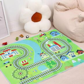 سجادة لعب سجادة الأطفال، سجادة سيارة للأطفال لعبة السيارات، سجادة لعب تعليمية لحركة المرور على الطرق في المدينة، سجادة لعب متعددة الألوان، سجادة لعب للأطفال قابلة للطي غير قابلة للانزلاق لغرفة اللعب والمنزل الداخلي والخارجي (47.24 × 34.19 بوصة) in Kuwait