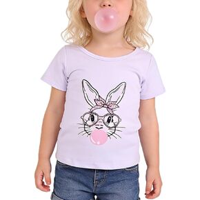 عيد الفصح طفل الفتيات تي شيرت الأرنب قصيرة الأكمام قمصان الاطفال تي شيرت القطن الفتيات الصيف بلايز تي شيرت 3-8Y in Kuwait