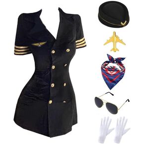 Adult Stewardess Costume Women Flight Attendant Costume with Accessories in Saudi Arabia