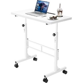Homall مكتب قائم صغير، مكتب متحرك بارتفاع قابل للتعديل مع عجلات قابلة للقفل، محطة عمل كمبيوتر محمول محمول مع وسادة المشي (أبيض) in Kuwait
