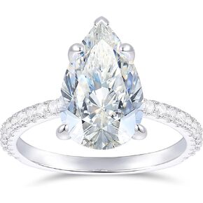 14K White Gold Pear Engagement Ring 3 Carat Pear Cut Moissanite Engagement Rings 5-Prong Hidden Halo Moissanite Rings for Women in Kuwait
