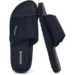 Slide Sandals for Men - Adjustable Open Toe Summer Slippers with Padded Footbed-Athletic Anti-Slip Slides with Comfort Soft Memory Foam for indoor/outdoor in Saudi Arabia