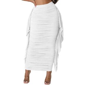 تنورة HESUUIO النسائية المثيرة المكشكشة ذات الكشكشة الجانبية والتنانير الطويلة ذات الكشكشة in Kuwait