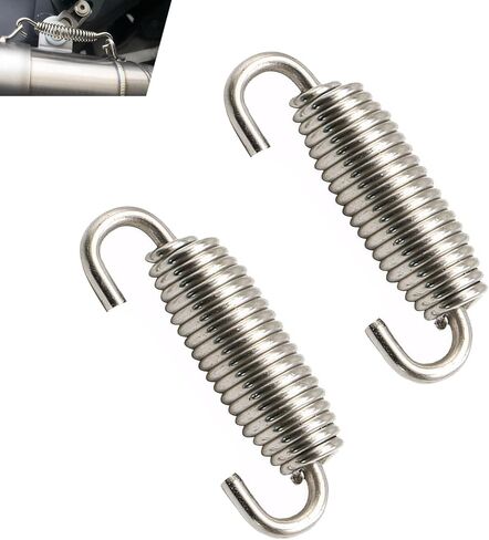 2 PCS Motorcycle Exhaust Springs, 40-60mm Stainless Steel Muffler Spring Hook with Swivel Design for Vibration Reduction, Universal for Most Motorcycles, Scooters, ATVs (Silver) in Saudi Arabia