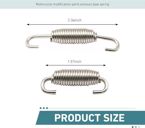 2 PCS Motorcycle Exhaust Springs, 40-60mm Stainless Steel Muffler Spring Hook with Swivel Design for Vibration Reduction, Universal for Most Motorcycles, Scooters, ATVs (Silver) in Saudi Arabia