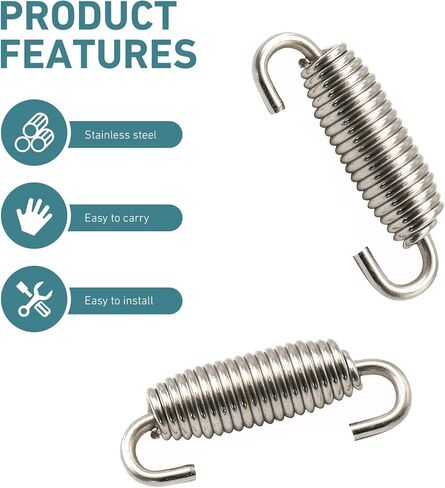2 PCS Motorcycle Exhaust Springs, 40-60mm Stainless Steel Muffler Spring Hook with Swivel Design for Vibration Reduction, Universal for Most Motorcycles, Scooters, ATVs (Silver) in Saudi Arabia