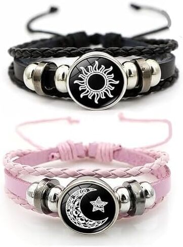 2Pcs Luminous Couple Bracelets Sun Moon Adjustable Black Braided Bracelet Friendship Fashion Romantic Birthday Gifts in Saudi Arabia