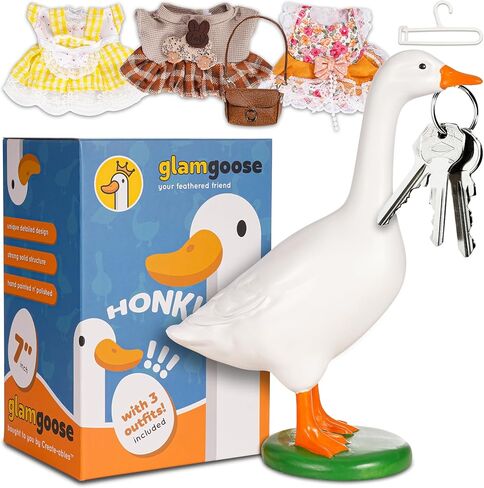 Desk Goose with Set of Three 7 Inch Desk Goose Outfits 7 Inches, Desktop Goose Statue with Weighted Base, Cute Home Decor, Desk Office Decor, Birthday Gifts for Women (Set B) in Saudi Arabia