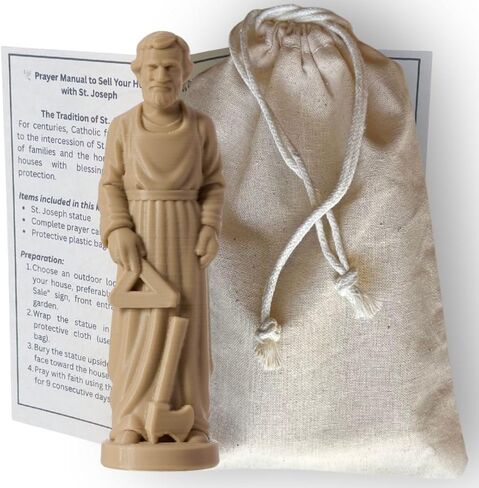 Saint Joseph Home Selling Kit – Catholic Statue with Prayer Card, Cotton Pouch & Protective Bag, Faith-Based Home Blessing Gift (Made in USA) in Saudi Arabia