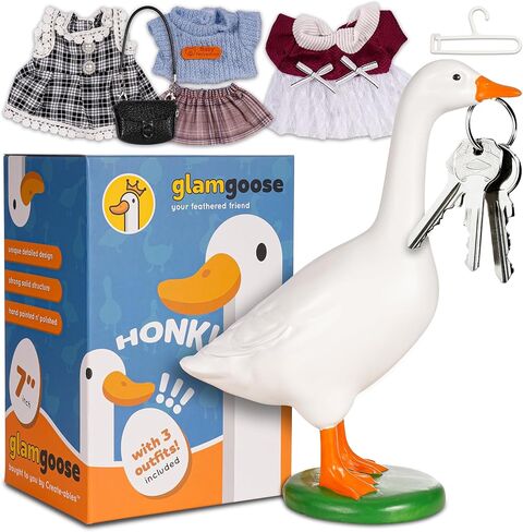 Desk Goose with Set of Three 7 Inch Desk Goose Outfits 7 Inches, Desktop Goose Statue with Weighted Base, Cute Home Decor, Desk Office Decor, Birthday Gifts for Women (Set B) in Saudi Arabia