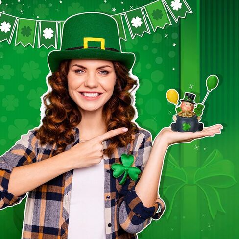 Bucherry St Patrick's Day Leprechaun Figurines Set of 3 Resin Irish Lucky Clover Tabletop Decor for Tiered Tray, Shelf, Mantle Home Decoration in Saudi Arabia