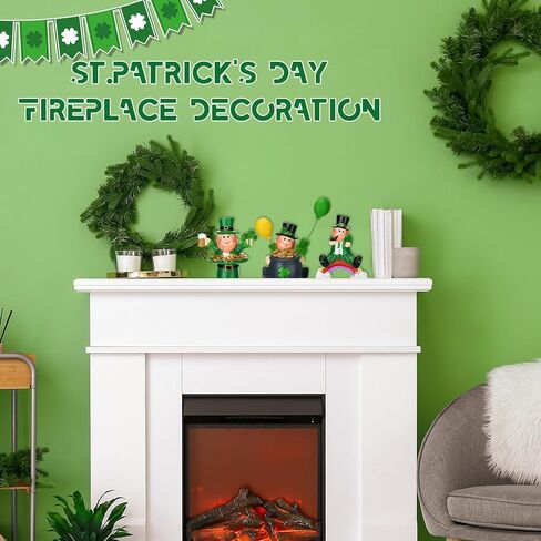 Bucherry St Patrick's Day Leprechaun Figurines Set of 3 Resin Irish Lucky Clover Tabletop Decor for Tiered Tray, Shelf, Mantle Home Decoration in Saudi Arabia
