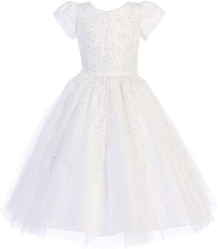 White First Communion Dress with Sleeves - 1st Communion Dresses for Girls - Vestidos de Primera Comunión Niña in Saudi Arabia