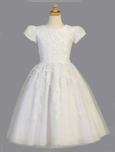 White First Communion Dress with Sleeves - 1st Communion Dresses for Girls - Vestidos de Primera Comunión Niña in Saudi Arabia