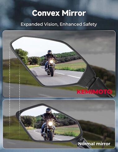 مرايا KEMIMOTO للدراجات النارية للمقود، مرايا رؤية خلفية قابلة للتعديل 360 درجة مع مشبك 22 مم/25.4 مم، محولات M8 M10، تناسب عالمي لمعظم الدراجات النارية، الدراجات الكهربائية، سكوتر، ATV، UTV in Kuwait