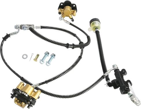 Go Kart Front Steering Spindle Kit with Foot Brake Assembly, 3 Stud Wheel Hubs, Steering Knuckles & Disc Rotors for ATV Quad Buggy Golf Cart Drift Trike 4 Wheelers Mini Bike Taotao Kazuma in Saudi Arabia