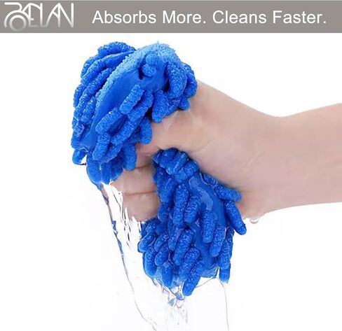 Raeyuan 3-Pack Car Wash Mitt, Premium Chenille Microfiber Wash Glove for Auto Detailing, Scratch Free & Lint Free Cleaning Kit with Elastic Cuff, Color Coded System (Blue, Orange, Green) in Saudi Arabia