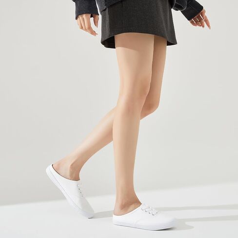 TUOPIN Women's White Slip-On Canvas Loafers Shoes Comfortable Lightweight Mules,Breathable Casual Walking Shoes for Everyday Wear in Saudi Arabia