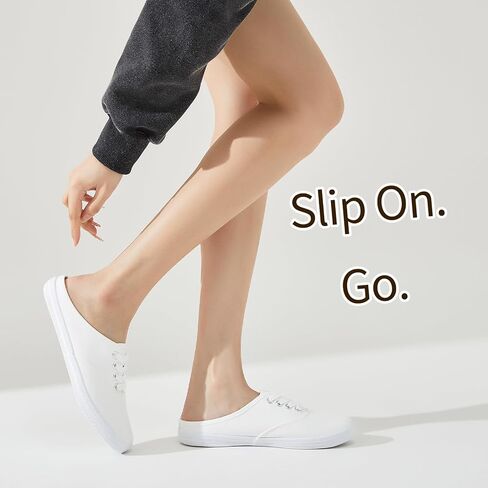 TUOPIN Women's White Slip-On Canvas Loafers Shoes Comfortable Lightweight Mules,Breathable Casual Walking Shoes for Everyday Wear in Saudi Arabia