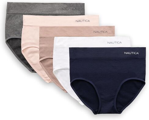 Nautica Women's Seamless Ribbed Knit Brief Underwear Set, 5-Pack in Saudi Arabia