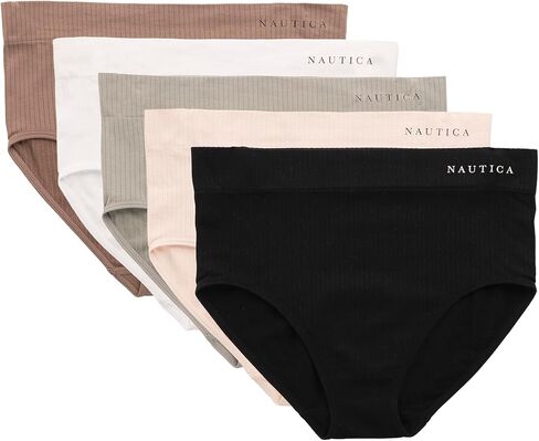 Nautica Women's Seamless Ribbed Knit Brief Underwear Set, 5-Pack in Saudi Arabia