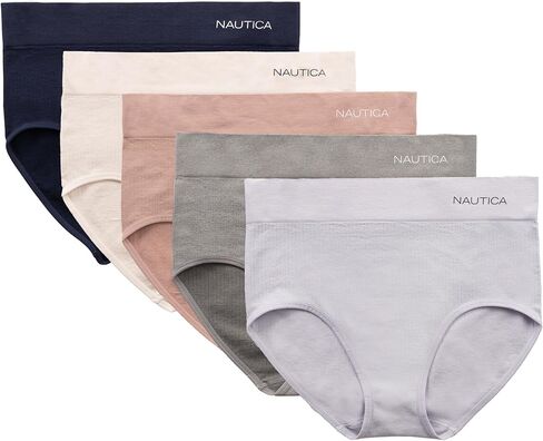 Nautica Women's Seamless Ribbed Knit Brief Underwear Set, 5-Pack in Saudi Arabia