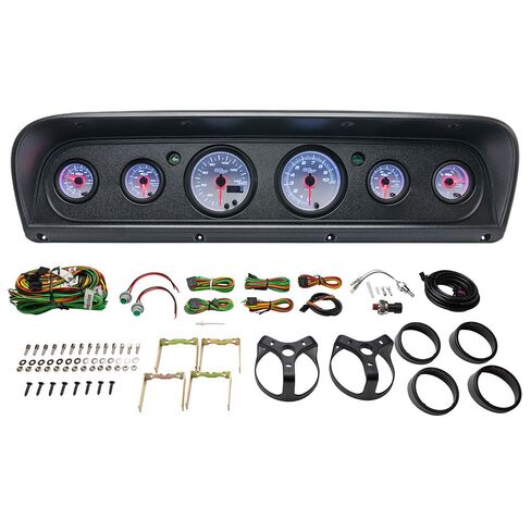 GlowShift 6-Gauge Cluster Package Fits Ford F-100 Truck 1967-1972 - White 7 Color Speedometer, Tach, Oil Pressure, Water Coolant Temp, Fuel Level & Volt Gauges - Direct Fit Dashboard Panel Pod in Saudi Arabia