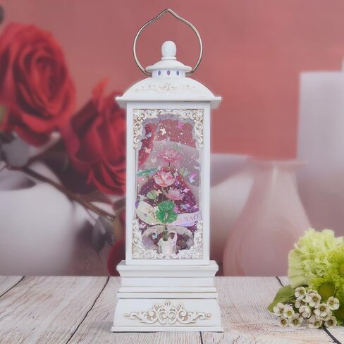 هدايا عيد الحب، فانوس زهرة كريستال مع جليتر دوامي، موسيقى ومؤقت 6 ساعات، يعمل ببطارية USB و3AA، هدية لعيد الحب وعيد الأم وزينة الزفاف وعيد الميلاد (توليب ملون) in Kuwait
