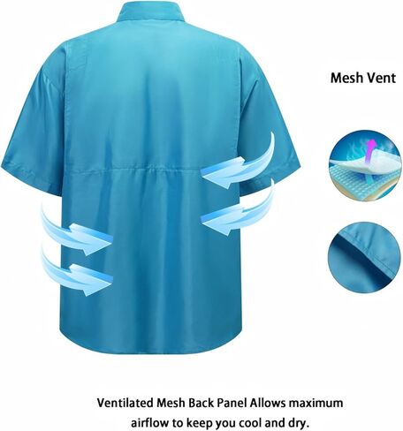 Men's Fishing Shirt 3-Pack, UPF 50+ Quick-Dry Short Sleeve Shirts with Multiple Pockets for Outdoor Activities in Saudi Arabia