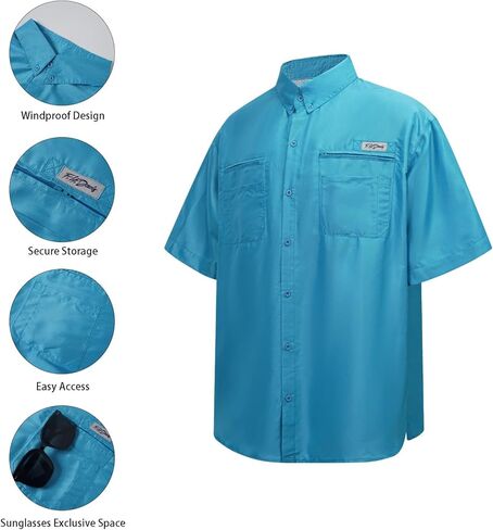 Men's Fishing Shirt 3-Pack, UPF 50+ Quick-Dry Short Sleeve Shirts with Multiple Pockets for Outdoor Activities in Saudi Arabia