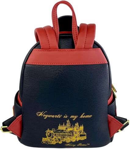 حقيبة ظهر Loungefly Harry Potter Hogwarts Express Mini، جلد نباتي، 9 عرض × 10.5 ارتفاع × 4.5 عمق، مطبوعة برقائق ذهبية، تفاصيل منقوشة، أشرطة قابلة للتعديل in Saudi Arabia
