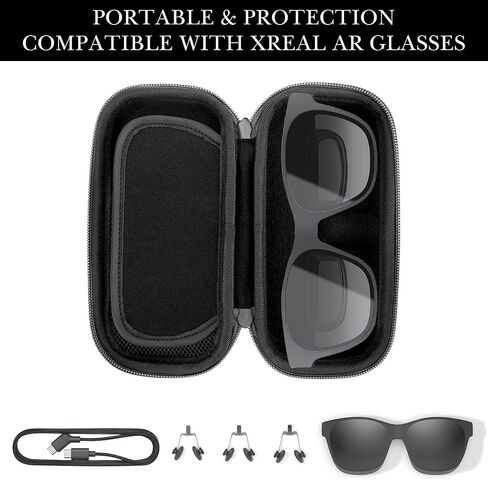 Linkidea Extra Large Hard Shell Smart Glasses Case Compatible with XREAL One Pro/Air 2 pro/Air AR Glasses Travel Case (Black) in Saudi Arabia