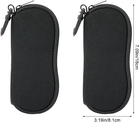 2Pack Black Eyeglass Case with Carabiner Zipper Sunglass Pouch for Glasses Soft Protective Travel Case for Men Women in Saudi Arabia