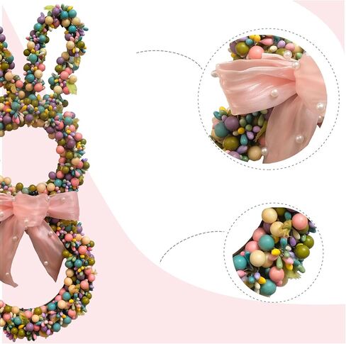 18 Inch Easter Bunny Berries Wreath for Front Door, Spring Easter Twig Bunny Ribbon Bow Wreath for Indoor Outdoor, Easter Wreath Decorations for Easter in Saudi Arabia