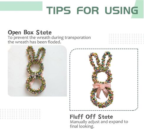 18 Inch Easter Bunny Berries Wreath for Front Door, Spring Easter Twig Bunny Ribbon Bow Wreath for Indoor Outdoor, Easter Wreath Decorations for Easter in Saudi Arabia