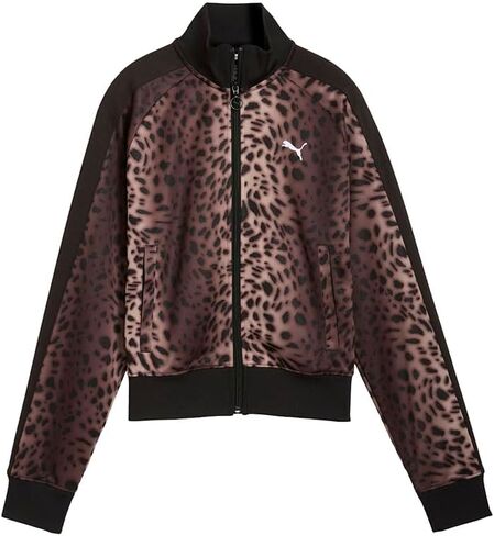 PUMA Womens T7 Leopard Luxe Athletic Outerwear Casual - Black in Saudi Arabia