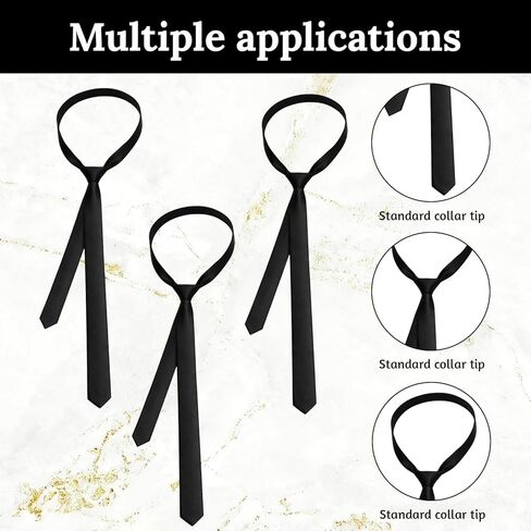 3PCS Skinny Black Ties, Black Skinny Tie for Formal Events, Skinny Tie for Business and Wedding Occasions, Black Tie for Women and Men, 3CM Ultra Slim Necktie in Kuwait