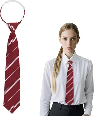 Striped Ties for Women, Pre-tied Short Girls Womens Tie Clip on Ladies Necktie for School Graduation Party Daily in Saudi Arabia