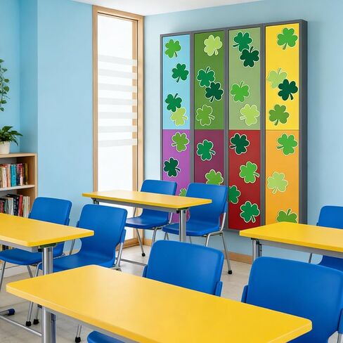 50 Pcs St. Patrick's Day Shamrock Cutouts Paper Irish Cardboard Paper Cutting Lucky Green and White Clover Shape Cut Outs for DIY Crafts Bulletin Board Decorations Classroom School Party Decor in Saudi Arabia