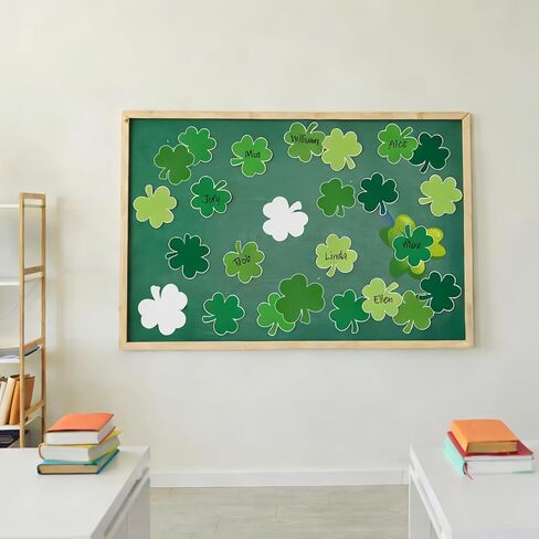50 Pcs St. Patrick's Day Shamrock Cutouts Paper Irish Cardboard Paper Cutting Lucky Green and White Clover Shape Cut Outs for DIY Crafts Bulletin Board Decorations Classroom School Party Decor in Saudi Arabia