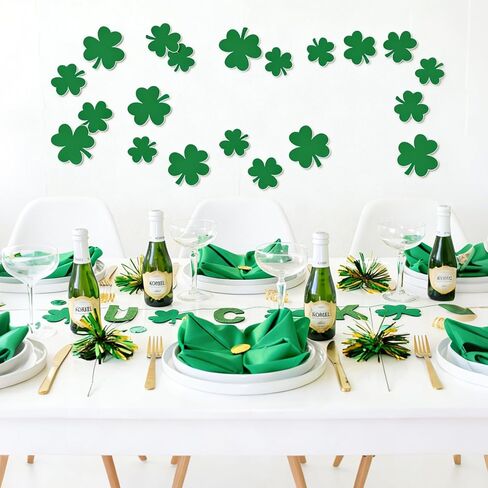 50 Pcs St. Patrick's Day Shamrock Cutouts Paper Irish Cardboard Paper Cutting Lucky Green and White Clover Shape Cut Outs for DIY Crafts Bulletin Board Decorations Classroom School Party Decor in Saudi Arabia